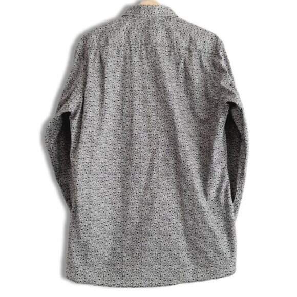 BEN SHERMAN Floral 100% Cotton Button Down Casual Shirt B&W Men's Sz L - Picture 8 of 12